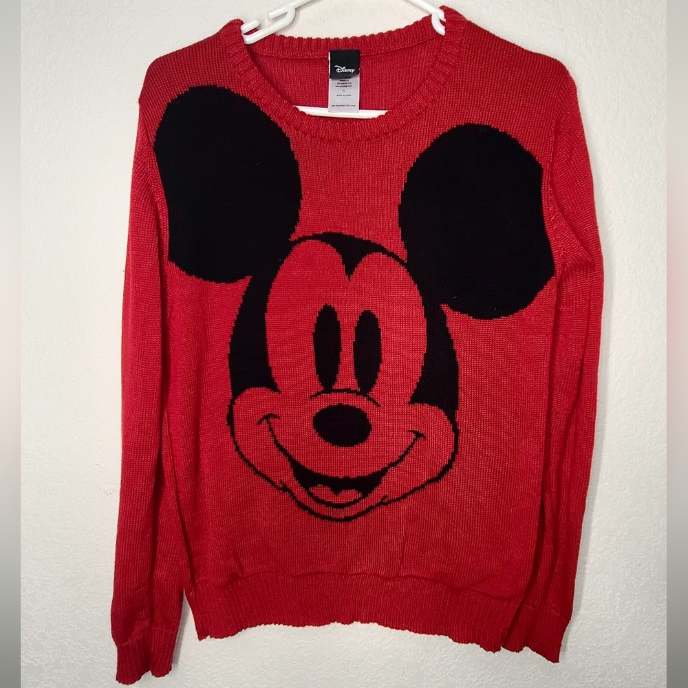 Disney Women's Red and Black Mickey Mouse Sweater XL